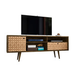 Marcy Mid-Century Modern 70.86" TV Stand (White + 3D Brown Prints)