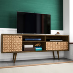 Marcy Mid-Century Modern 70.86" TV Stand (White + 3D Brown Prints)