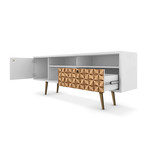 Marcy Mid-Century Modern 70.86" TV Stand (White + 3D Brown Prints)