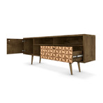 Marcy Mid-Century Modern 70.86" TV Stand (White + 3D Brown Prints)