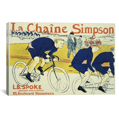 Simpson La Chain Bicycle Advertising Vintage Poster // Henri de Toulouse-Lautrec (26"W x 18"H x 0.75"D)