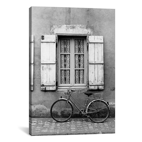 Bicycle Outside Of A Window, Marans, Poitou-Charentes, Nouve // Walter Bibikow (18"W x 26"H x 0.75"D)