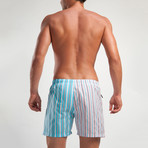 1206 Swimming Shorts // Turquoise + Pink (S)