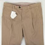Cotton Blend Single Pleat Casual Pants // Brown (54)