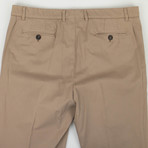 Cotton Blend Single Pleat Casual Pants // Brown (44)