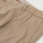 Cotton Blend Single Pleat Casual Pants // Brown (50)