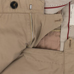 Cotton Blend Single Pleat Casual Pants // Brown (58)