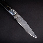Rhône Rangers Damascus Steel Folding Knife with Wine Corkscrew // Horn