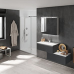 Royo VIDA // Wall-Hung Bathroom Vanity Cabinet + Sliding Drawer + Sink // Dark Gray (24")