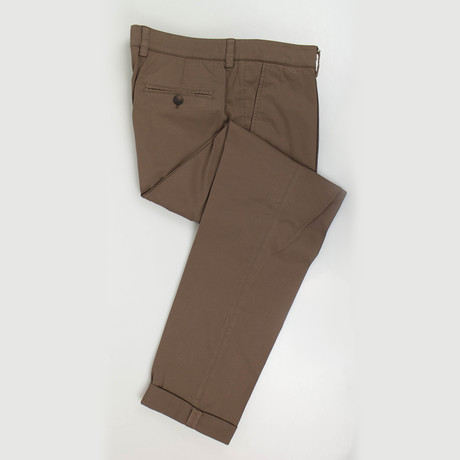 Cotton Blend Single Pleat Casual Pants // Dark Brown (Euro: 44)