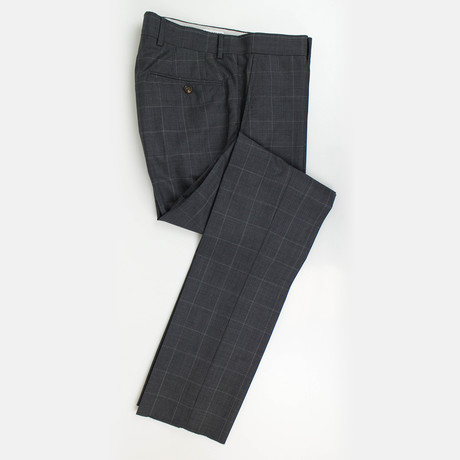 Windowpane Wool Silk Dress Pants // Gray (Euro: 44)