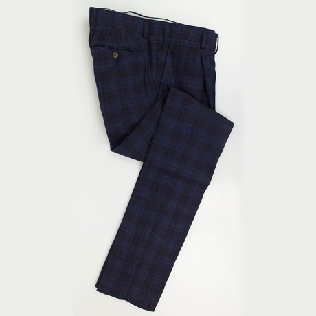 Wool Blend Single Pleat Dress Pants // Blue (Euro: 44)