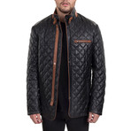 Quilted Snap Button Jacket // Black (2XL)