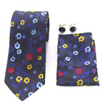 3pc Neck Tie Set + Gift Box // Dark Blue + Red + Yellow + Multicolor Floral