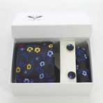 3pc Neck Tie Set + Gift Box // Dark Blue + Red + Yellow + Multicolor Floral