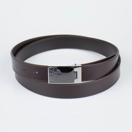 Two-Tone Medusa Head Buckle Belt // Brown