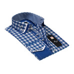 Amedeo Exclusive // Reversible Cuff Button-Down Shirt // Blue + White Checkered (L)