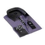 Amedeo Exclusive // Reversible Cuff Button-Down Shirt // Checkered Purple (3XL)