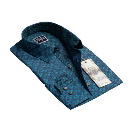 Amedeo Exclusive // Reversible Cuff Button-Down Shirt // Blue Floral (S)