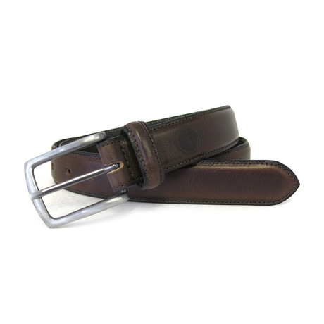 Tristan Genuine Leather Feather Edge Belt // Brown (32)