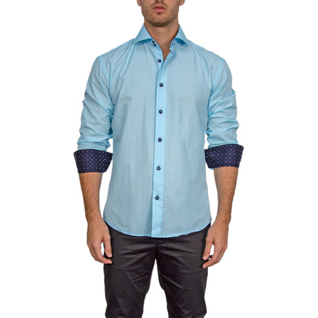 Moshe Long-Sleeve Button-Up Shirt // Turquoise (XS)