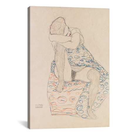 Seated Figure with Gathered Up Skirt // Gustav Klimt (26"W x 18"H x 0.75"D)