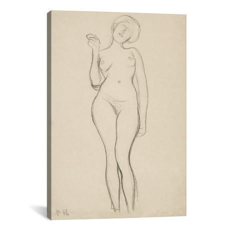 Standing Female From The Front With Raised Right Arm // Gustav Klimt (26"W x 18"H x 0.75"D)