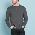 Three Button Henley French Terry // Charcoal Heather (S)