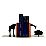 Grazing Giraffe Bookends