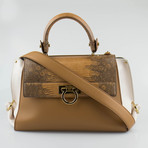 Sofia Lizard Flap Handbag // Caramel