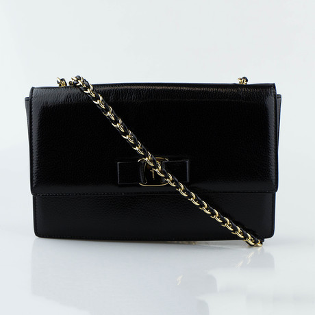 Patent Medium Ginny Shoulder Bag // Black