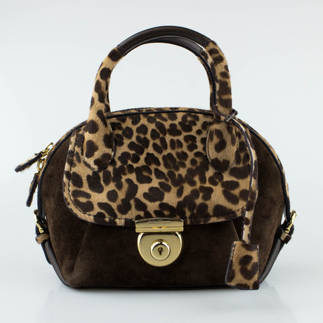 Calf Hair Mini Fiamma Handbag // Brown Suede Leopard