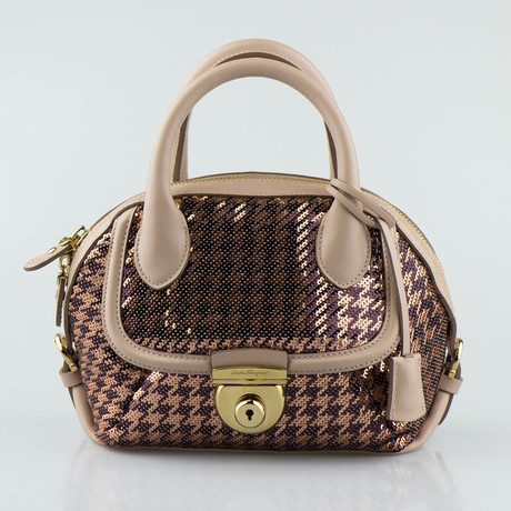 Macaroon Sequin Mini Fiamma Handbag // Beige