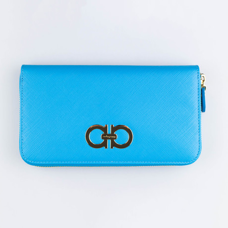 Double Gancio Zip Wallet // Cielo Blue