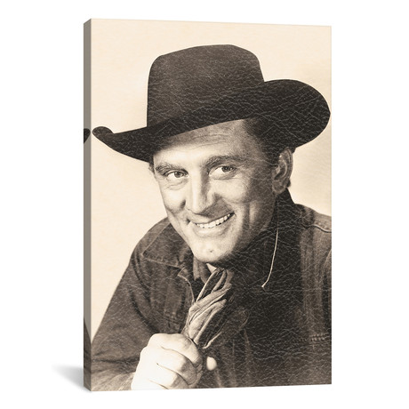 Kirk Douglas Smiling In Cowboy Outfit // Movie Star News // Sepia (18"W x 26"H x 0.75"D)