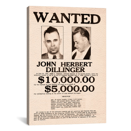 John Dillinger Wanted Poster // VWPics // Sepia