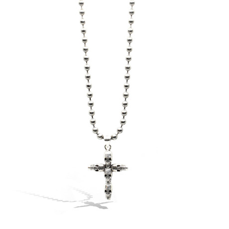 Sterling Silver Skull Cross Necklace