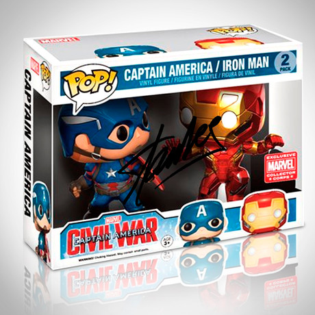 Captain America Vs. Iron Man // Stan Lee Signed Funko Pop // 2 Pack Exclusive Edition