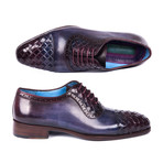 Woven Leather Captoe Oxfords // Navy + Purple (Euro: 42)