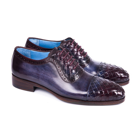 Woven Leather Captoe Oxfords // Navy + Purple (Euro: 38)