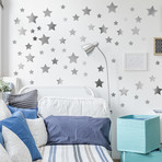 Silver Metallic Stars // Wall Sticker
