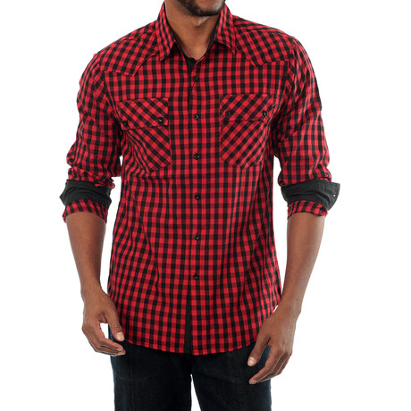 Something Secure Plaid Shirt // Black + Red (S)