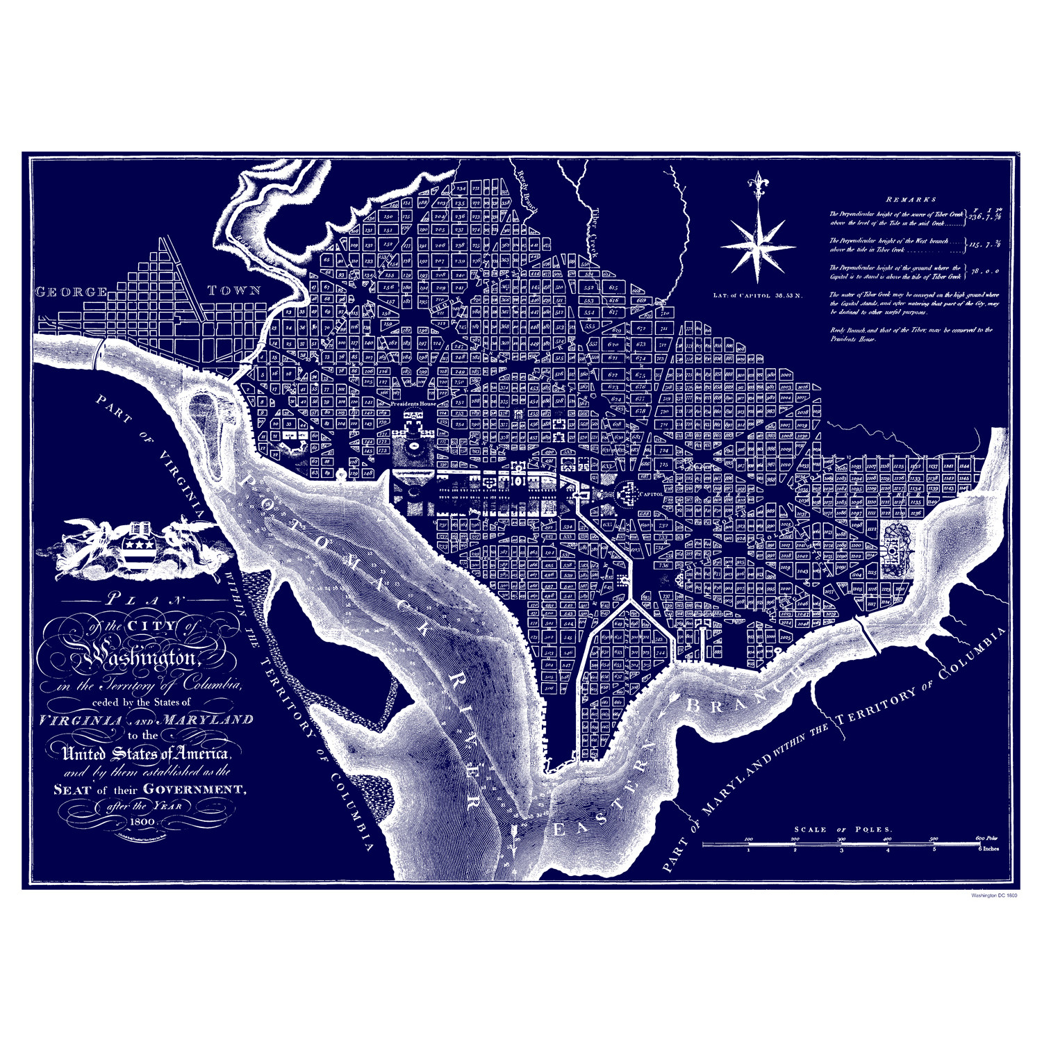 Washington DC 1800 (Fine Art Print // 18"W x 24"H) - Reverse City Maps - Touch of Modern