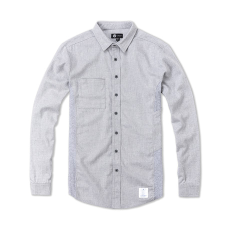 Multi Fabric Long Sleeve Button Front Shirt // Heather Gray (XL)