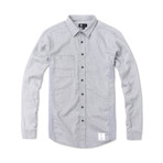 Multi Fabric Long Sleeve Button Front Shirt // Heather Gray (XL)