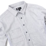 Multi Fabric Long Sleeve Button Front Shirt // Heather Gray (XL)