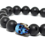 Polished Onyx Swarovski Skull Bracelet