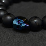 Polished Onyx Swarovski Skull Bracelet