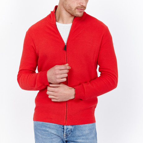 Cardigan With Elbow Patch // Tomato (S)