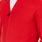 Cardigan With Elbow Patch // Tomato (S)